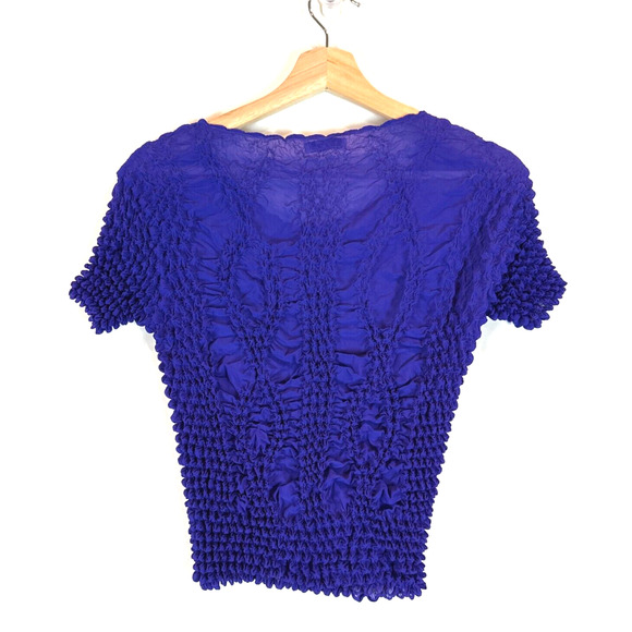 Vintage 90s Creazioni Effeci Womens Scrunch Top One Size Popcorn Textured Retro - Picture 3 of 5